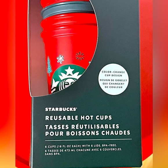 ♥️NEW💚Starbucks Holiday Color Changing Reusable Hot Cups Box Set of 6 - Picture 7 of 7